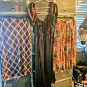 Brown Satin Dress and Skirts Set